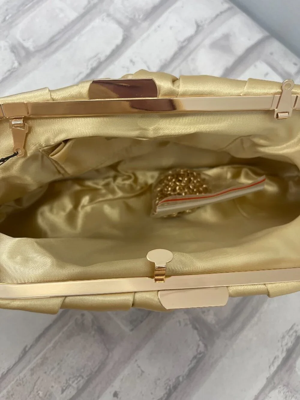 Badgley Mischka Gold Clutch Crossbody with Floral Embellishments - NWT